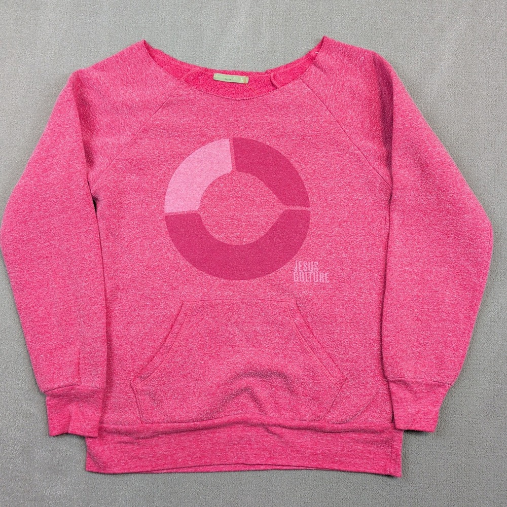 Alternative Earth Y2K Jesus Culture Sweatshirt L Pink Raglan Boat Neck Pullover